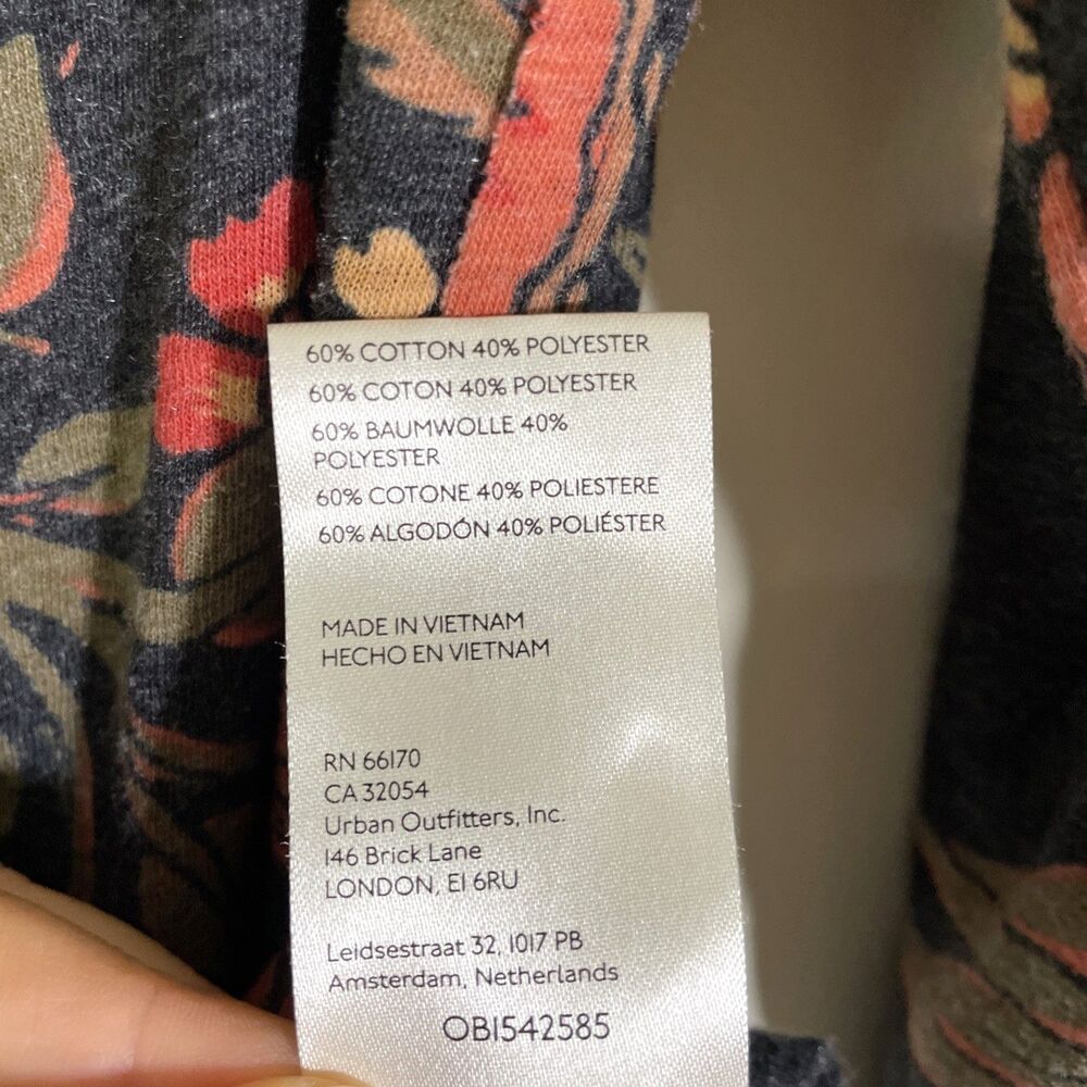Free People Dreamed of You Charcoal Grey Floral Print Long Sleeve Top Large - Picture 8 of 8